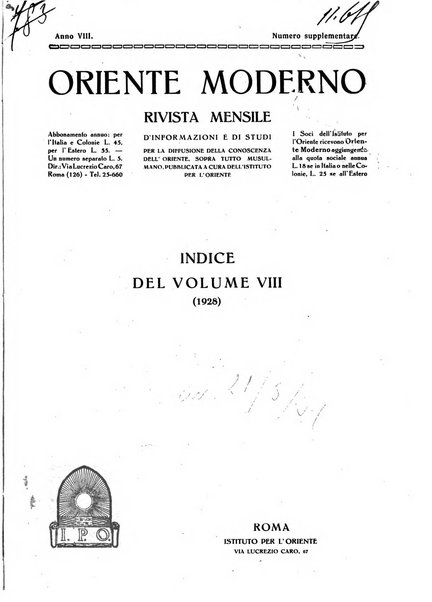 Oriente moderno rivista mensile d'informazioni e di studi