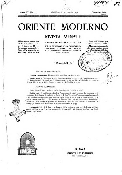 Oriente moderno rivista mensile d'informazioni e di studi