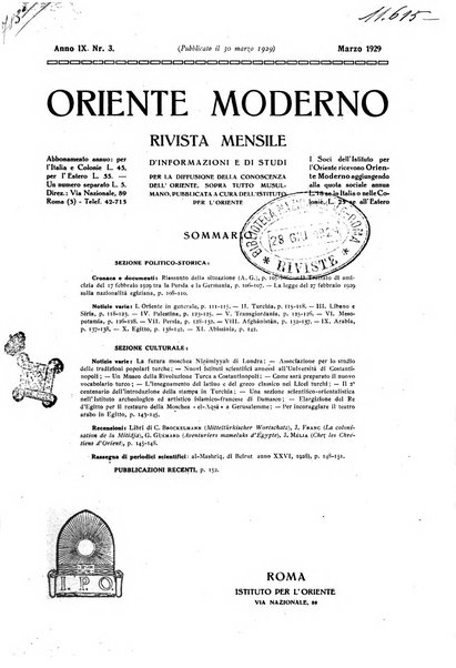 Oriente moderno rivista mensile d'informazioni e di studi