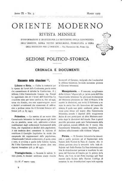 Oriente moderno rivista mensile d'informazioni e di studi