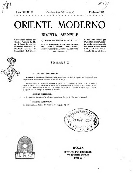 Oriente moderno rivista mensile d'informazioni e di studi