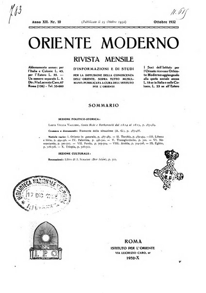 Oriente moderno rivista mensile d'informazioni e di studi