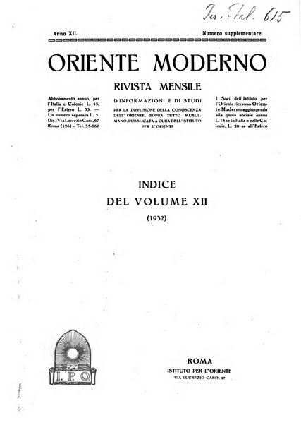 Oriente moderno rivista mensile d'informazioni e di studi