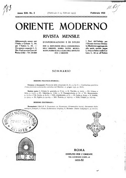 Oriente moderno rivista mensile d'informazioni e di studi