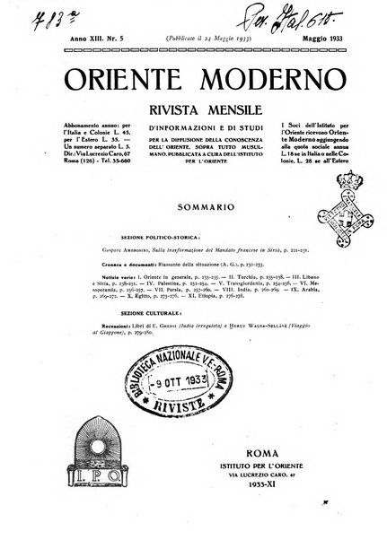 Oriente moderno rivista mensile d'informazioni e di studi