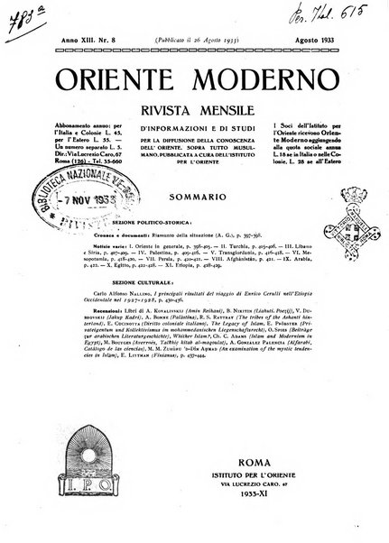 Oriente moderno rivista mensile d'informazioni e di studi