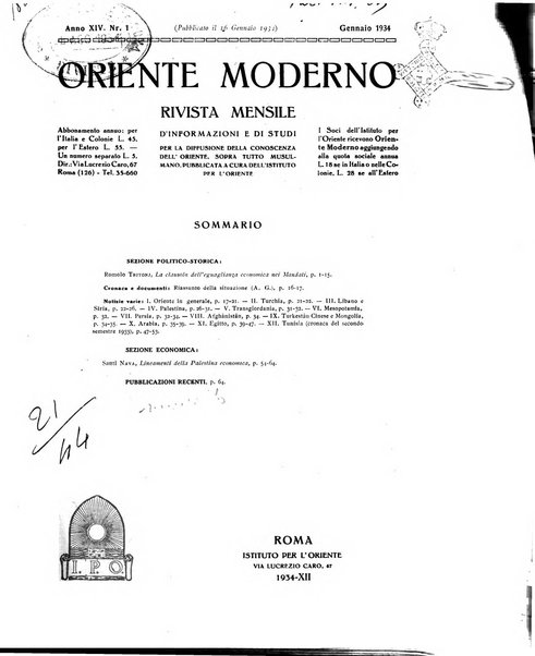 Oriente moderno rivista mensile d'informazioni e di studi