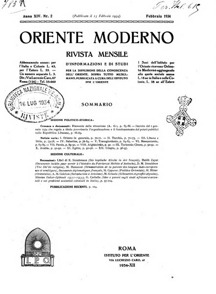 Oriente moderno rivista mensile d'informazioni e di studi