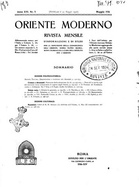 Oriente moderno rivista mensile d'informazioni e di studi