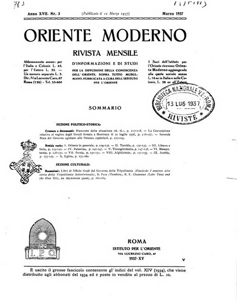 Oriente moderno rivista mensile d'informazioni e di studi