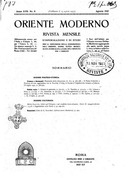 Oriente moderno rivista mensile d'informazioni e di studi