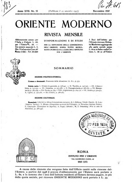 Oriente moderno rivista mensile d'informazioni e di studi