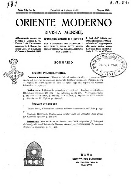 Oriente moderno rivista mensile d'informazioni e di studi