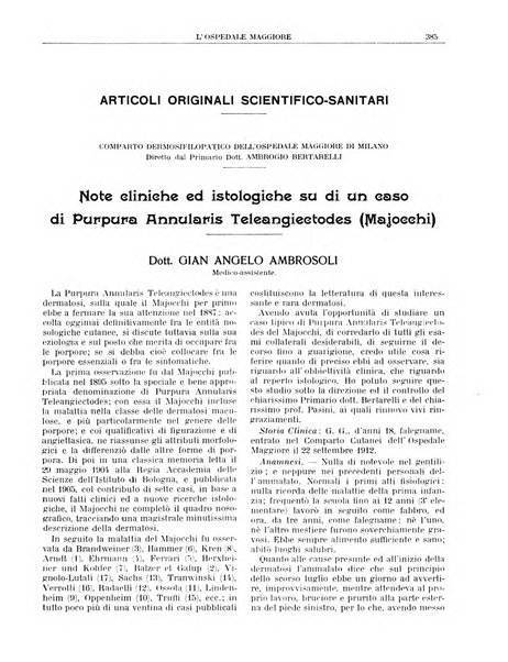 L'Ospedale Maggiore rivista scientifico-pratica dell'Ospedale Maggiore di Milano ed Istituti sanitari annessi