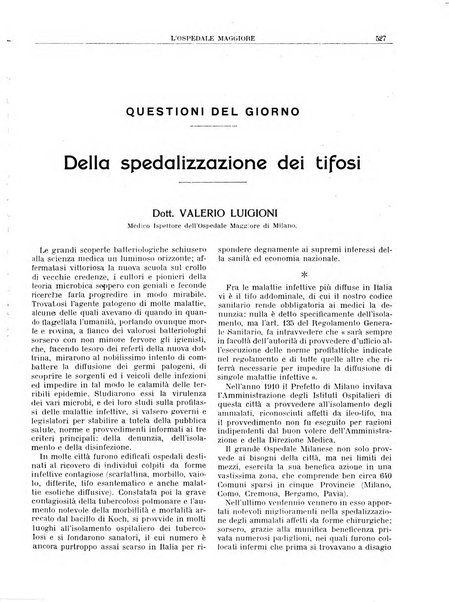 L'Ospedale Maggiore rivista scientifico-pratica dell'Ospedale Maggiore di Milano ed Istituti sanitari annessi