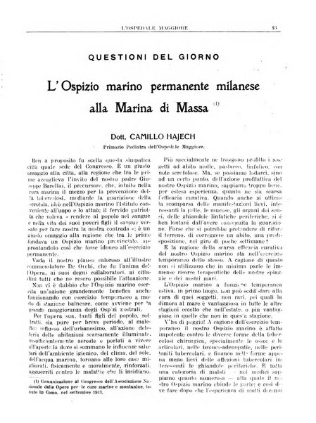 L'Ospedale Maggiore rivista scientifico-pratica dell'Ospedale Maggiore di Milano ed Istituti sanitari annessi