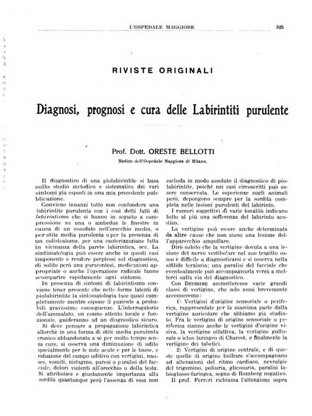 L'Ospedale Maggiore rivista scientifico-pratica dell'Ospedale Maggiore di Milano ed Istituti sanitari annessi