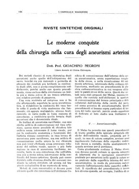 L'Ospedale Maggiore rivista scientifico-pratica dell'Ospedale Maggiore di Milano ed Istituti sanitari annessi