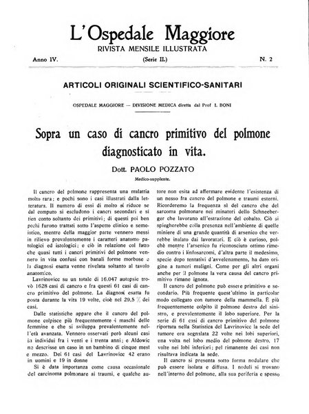 L'Ospedale Maggiore rivista scientifico-pratica dell'Ospedale Maggiore di Milano ed Istituti sanitari annessi