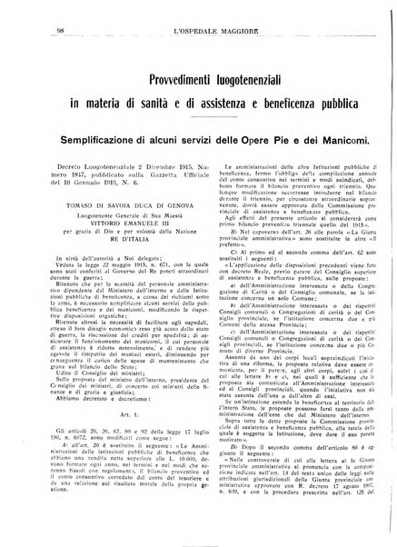 L'Ospedale Maggiore rivista scientifico-pratica dell'Ospedale Maggiore di Milano ed Istituti sanitari annessi