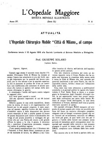 L'Ospedale Maggiore rivista scientifico-pratica dell'Ospedale Maggiore di Milano ed Istituti sanitari annessi