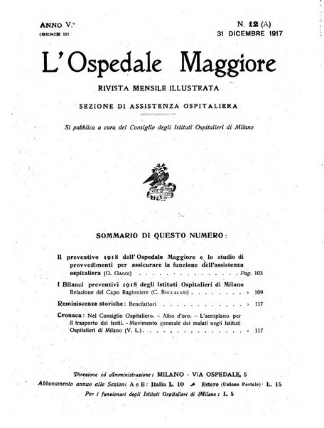 L'Ospedale Maggiore rivista scientifico-pratica dell'Ospedale Maggiore di Milano ed Istituti sanitari annessi