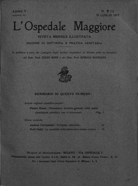 L'Ospedale Maggiore rivista scientifico-pratica dell'Ospedale Maggiore di Milano ed Istituti sanitari annessi