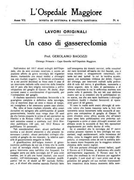 L'Ospedale Maggiore rivista scientifico-pratica dell'Ospedale Maggiore di Milano ed Istituti sanitari annessi