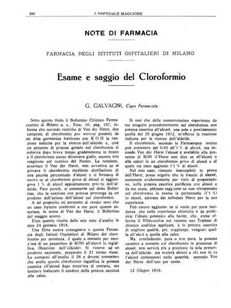 L'Ospedale Maggiore rivista scientifico-pratica dell'Ospedale Maggiore di Milano ed Istituti sanitari annessi