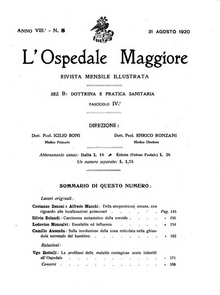 L'Ospedale Maggiore rivista scientifico-pratica dell'Ospedale Maggiore di Milano ed Istituti sanitari annessi