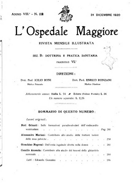 L'Ospedale Maggiore rivista scientifico-pratica dell'Ospedale Maggiore di Milano ed Istituti sanitari annessi