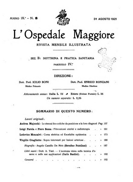 L'Ospedale Maggiore rivista scientifico-pratica dell'Ospedale Maggiore di Milano ed Istituti sanitari annessi