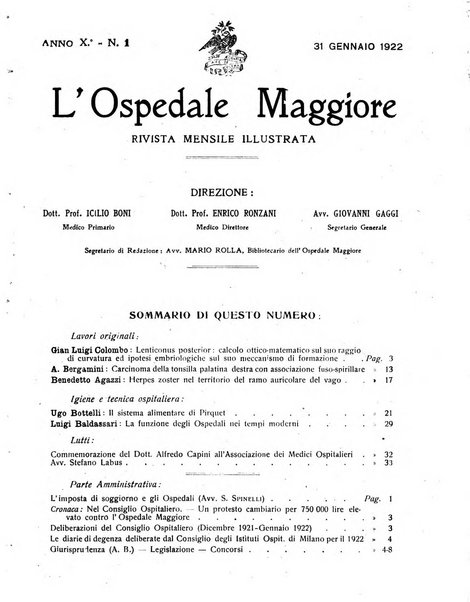 L'Ospedale Maggiore rivista scientifico-pratica dell'Ospedale Maggiore di Milano ed Istituti sanitari annessi