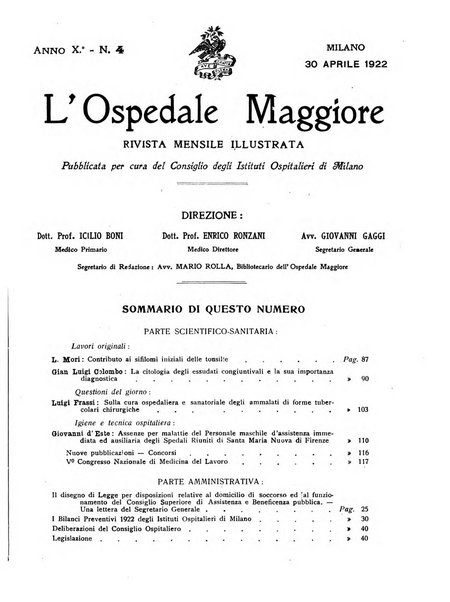 L'Ospedale Maggiore rivista scientifico-pratica dell'Ospedale Maggiore di Milano ed Istituti sanitari annessi