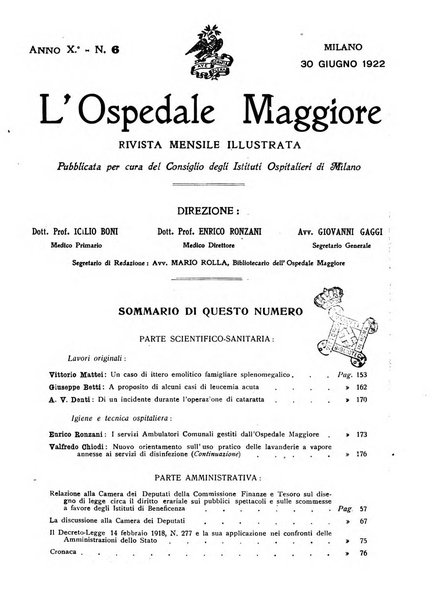 L'Ospedale Maggiore rivista scientifico-pratica dell'Ospedale Maggiore di Milano ed Istituti sanitari annessi