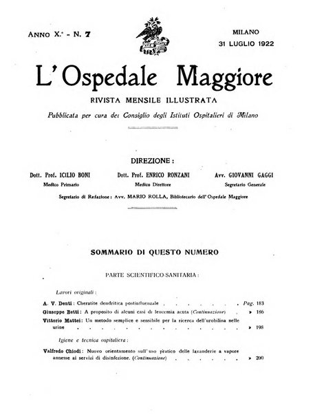 L'Ospedale Maggiore rivista scientifico-pratica dell'Ospedale Maggiore di Milano ed Istituti sanitari annessi