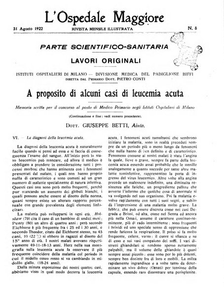 L'Ospedale Maggiore rivista scientifico-pratica dell'Ospedale Maggiore di Milano ed Istituti sanitari annessi