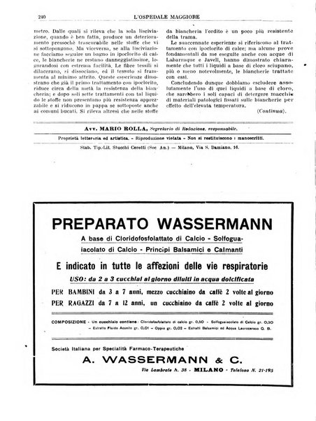 L'Ospedale Maggiore rivista scientifico-pratica dell'Ospedale Maggiore di Milano ed Istituti sanitari annessi