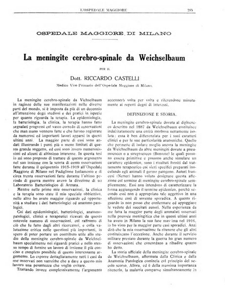 L'Ospedale Maggiore rivista scientifico-pratica dell'Ospedale Maggiore di Milano ed Istituti sanitari annessi