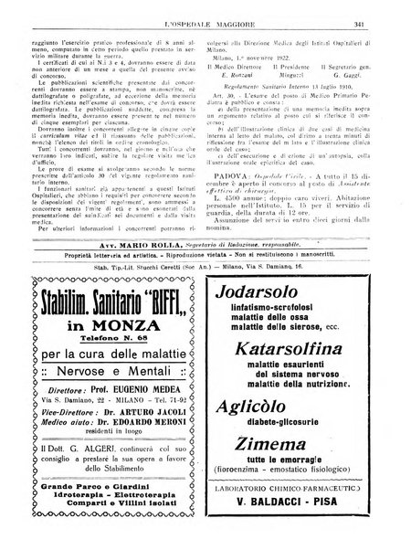 L'Ospedale Maggiore rivista scientifico-pratica dell'Ospedale Maggiore di Milano ed Istituti sanitari annessi