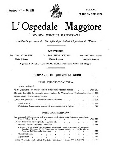 L'Ospedale Maggiore rivista scientifico-pratica dell'Ospedale Maggiore di Milano ed Istituti sanitari annessi