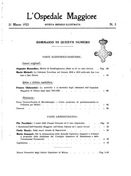 L'Ospedale Maggiore rivista scientifico-pratica dell'Ospedale Maggiore di Milano ed Istituti sanitari annessi