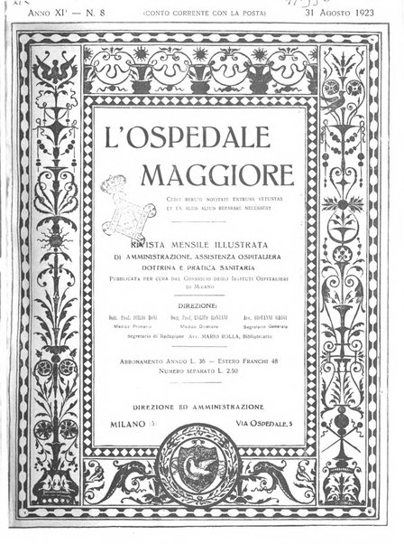 L'Ospedale Maggiore rivista scientifico-pratica dell'Ospedale Maggiore di Milano ed Istituti sanitari annessi