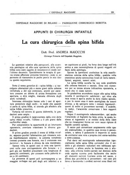 L'Ospedale Maggiore rivista scientifico-pratica dell'Ospedale Maggiore di Milano ed Istituti sanitari annessi