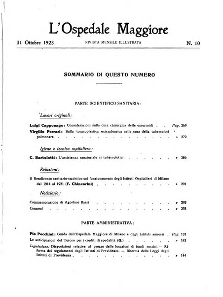 L'Ospedale Maggiore rivista scientifico-pratica dell'Ospedale Maggiore di Milano ed Istituti sanitari annessi
