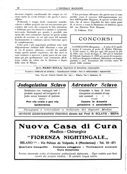 L'Ospedale Maggiore rivista scientifico-pratica dell'Ospedale Maggiore di Milano ed Istituti sanitari annessi