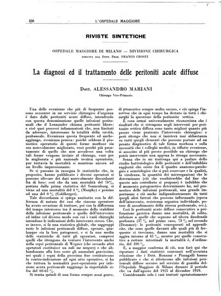 L'Ospedale Maggiore rivista scientifico-pratica dell'Ospedale Maggiore di Milano ed Istituti sanitari annessi