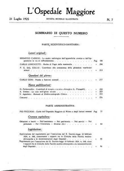 L'Ospedale Maggiore rivista scientifico-pratica dell'Ospedale Maggiore di Milano ed Istituti sanitari annessi