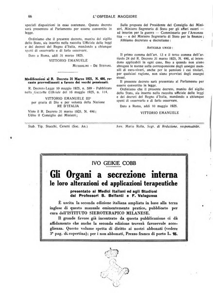 L'Ospedale Maggiore rivista scientifico-pratica dell'Ospedale Maggiore di Milano ed Istituti sanitari annessi