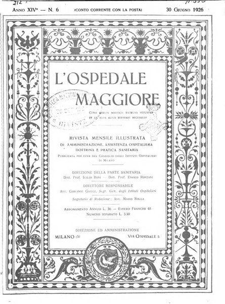 L'Ospedale Maggiore rivista scientifico-pratica dell'Ospedale Maggiore di Milano ed Istituti sanitari annessi